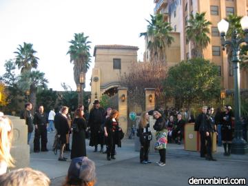 The Bats Check-In in front of the Tower of Terror