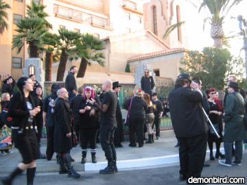 The Bats Check-In in front of the Tower of Terror